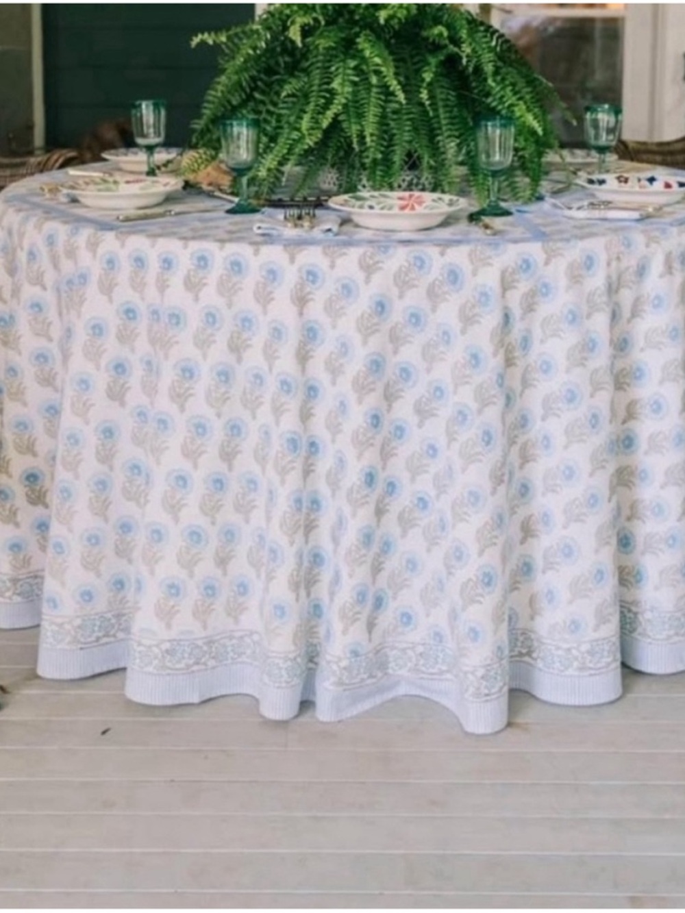 Julia amory block print table cloth (round)